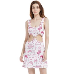 Cute-girly-seamless-pattern Velour Cutout Dress by Salman4z