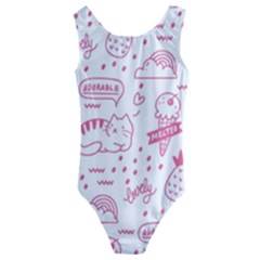 Cute-girly-seamless-pattern Kids  Cut-out Back One Piece Swimsuit