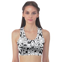 Seamless-pattern-with-black-white-doodle-dogs Sports Bra by Salman4z