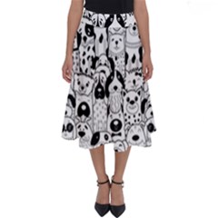 Seamless-pattern-with-black-white-doodle-dogs Perfect Length Midi Skirt by Salman4z