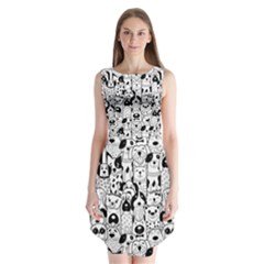 Seamless-pattern-with-black-white-doodle-dogs Sleeveless Chiffon Dress   by Salman4z