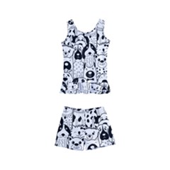 Seamless-pattern-with-black-white-doodle-dogs Kids  Boyleg Swimsuit by Salman4z