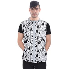 Seamless-pattern-with-black-white-doodle-dogs Men s Puffer Vest by Salman4z