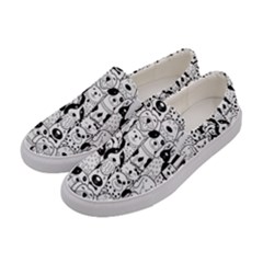 Seamless-pattern-with-black-white-doodle-dogs Women s Canvas Slip Ons by Salman4z