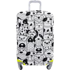 Seamless-pattern-with-black-white-doodle-dogs Luggage Cover (large)