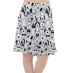 Seamless-pattern-with-black-white-doodle-dogs Fishtail Chiffon Skirt by Salman4z