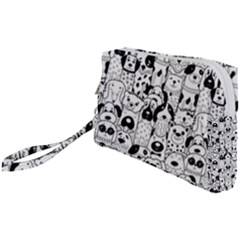 Seamless-pattern-with-black-white-doodle-dogs Wristlet Pouch Bag (small)