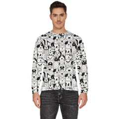 Seamless-pattern-with-black-white-doodle-dogs Men s Fleece Sweatshirt by Salman4z