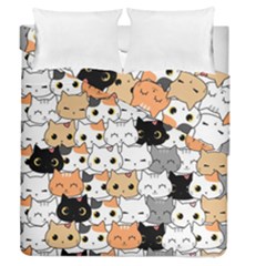 Cute-cat-kitten-cartoon-doodle-seamless-pattern Duvet Cover Double Side (queen Size) by Salman4z