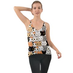 Cute-cat-kitten-cartoon-doodle-seamless-pattern Chiffon Cami by Salman4z