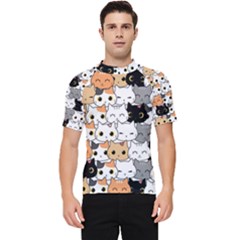 Cute-cat-kitten-cartoon-doodle-seamless-pattern Men s Short Sleeve Rash Guard by Salman4z