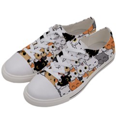 Cute-cat-kitten-cartoon-doodle-seamless-pattern Men s Low Top Canvas Sneakers by Salman4z