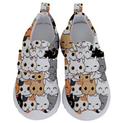 Cute-cat-kitten-cartoon-doodle-seamless-pattern Kids  Velcro No Lace Shoes by Salman4z