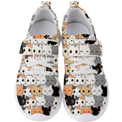 Cute-cat-kitten-cartoon-doodle-seamless-pattern Men s Velcro Strap Shoes