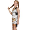 Cute-cat-kitten-cartoon-doodle-seamless-pattern Kids  Halter Collar Waist Tie Chiffon Dress View2