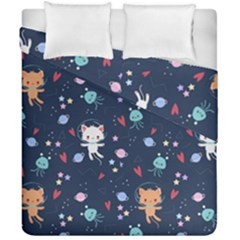 Cute-astronaut-cat-with-star-galaxy-elements-seamless-pattern Duvet Cover Double Side (california King Size) by Salman4z