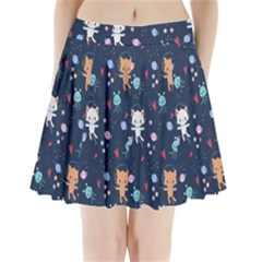 Cute-astronaut-cat-with-star-galaxy-elements-seamless-pattern Pleated Mini Skirt by Salman4z