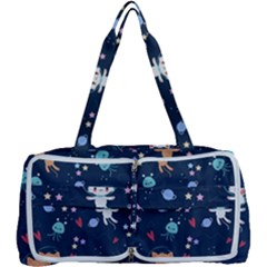 Cute-astronaut-cat-with-star-galaxy-elements-seamless-pattern Multi Function Bag by Salman4z