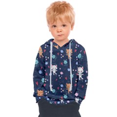 Cute-astronaut-cat-with-star-galaxy-elements-seamless-pattern Kids  Overhead Hoodie by Salman4z