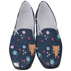 Cute-astronaut-cat-with-star-galaxy-elements-seamless-pattern Women s Classic Loafer Heels by Salman4z