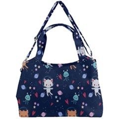 Cute-astronaut-cat-with-star-galaxy-elements-seamless-pattern Double Compartment Shoulder Bag by Salman4z