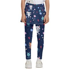 Cute-astronaut-cat-with-star-galaxy-elements-seamless-pattern Kids  Skirted Pants by Salman4z