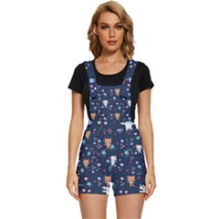 Cute-astronaut-cat-with-star-galaxy-elements-seamless-pattern Short Overalls by Salman4z