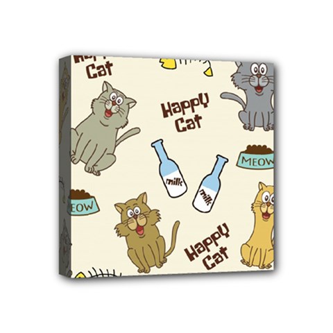 Happy-cats-pattern-background Mini Canvas 4  X 4  (stretched) by Salman4z