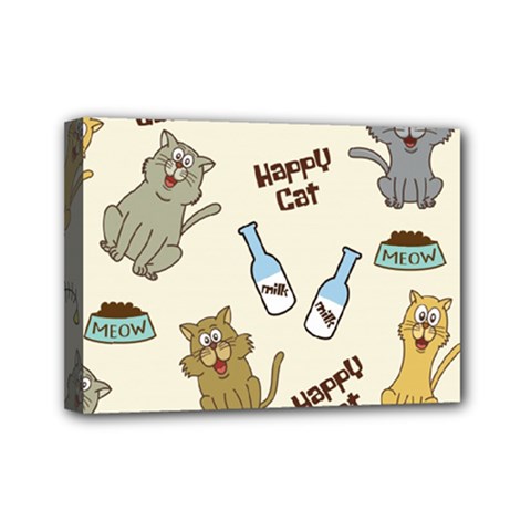 Happy-cats-pattern-background Mini Canvas 7  X 5  (stretched) by Salman4z