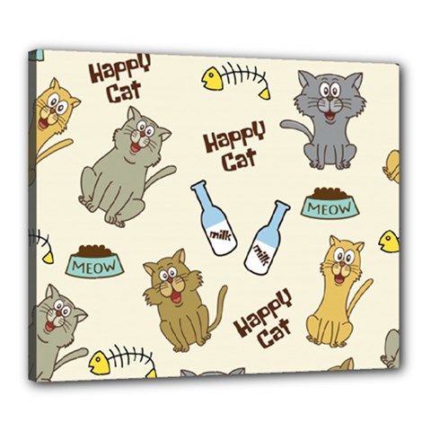 Happy-cats-pattern-background Canvas 24  X 20  (stretched) by Salman4z