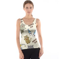 Happy-cats-pattern-background Tank Top by Salman4z