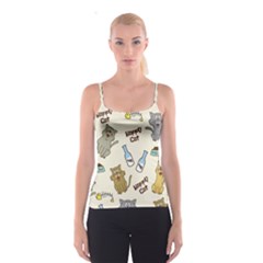 Happy-cats-pattern-background Spaghetti Strap Top by Salman4z