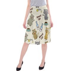 Happy-cats-pattern-background Midi Beach Skirt by Salman4z