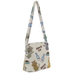 Happy-cats-pattern-background Zipper Messenger Bag by Salman4z