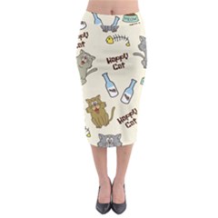 Happy-cats-pattern-background Midi Pencil Skirt by Salman4z