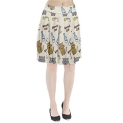 Happy-cats-pattern-background Pleated Skirt by Salman4z