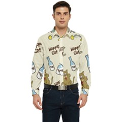 Happy-cats-pattern-background Men s Long Sleeve  Shirt by Salman4z