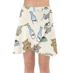 Happy-cats-pattern-background Wrap Front Skirt by Salman4z