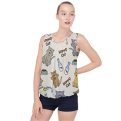 Happy-cats-pattern-background Bubble Hem Chiffon Tank Top by Salman4z