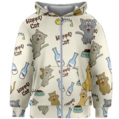 Happy-cats-pattern-background Kids  Zipper Hoodie Without Drawstring by Salman4z