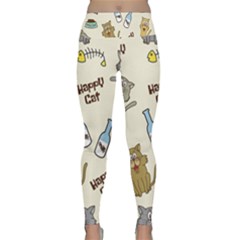 Happy-cats-pattern-background Lightweight Velour Classic Yoga Leggings by Salman4z