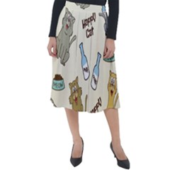 Happy-cats-pattern-background Classic Velour Midi Skirt  by Salman4z