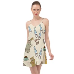 Happy-cats-pattern-background Summer Time Chiffon Dress by Salman4z