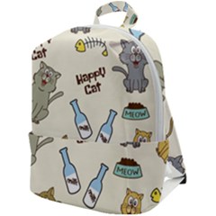 Happy-cats-pattern-background Zip Up Backpack by Salman4z