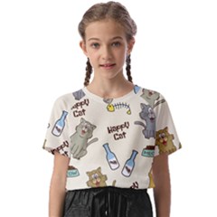 Happy-cats-pattern-background Kids  Basic Tee by Salman4z