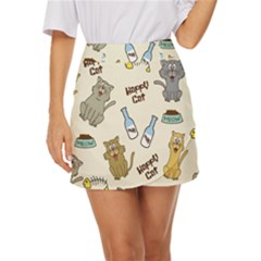 Happy-cats-pattern-background Mini Front Wrap Skirt by Salman4z