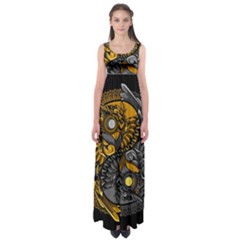 Yin-yang-owl-doodle-ornament-illustration Empire Waist Maxi Dress by Salman4z