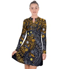 Yin-yang-owl-doodle-ornament-illustration Long Sleeve Panel Dress by Salman4z