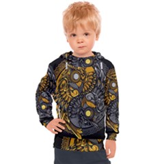 Yin-yang-owl-doodle-ornament-illustration Kids  Hooded Pullover by Salman4z