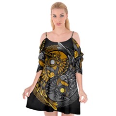 Yin-yang-owl-doodle-ornament-illustration Cutout Spaghetti Strap Chiffon Dress by Salman4z